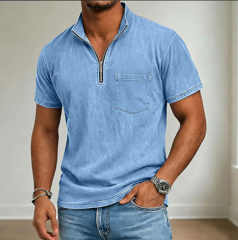 Luther Washed Quarter Zip Polo_4