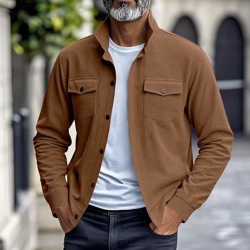 Evander Corduroy Button Front Overshirt_16