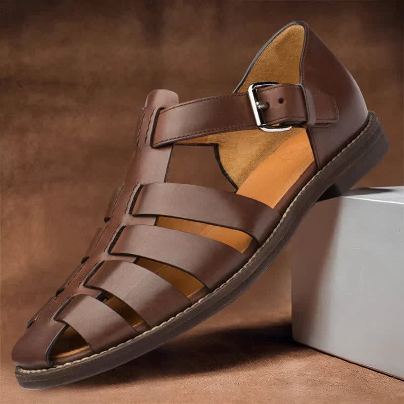Julian Woven Strap Leather Fisherman Sandals_5