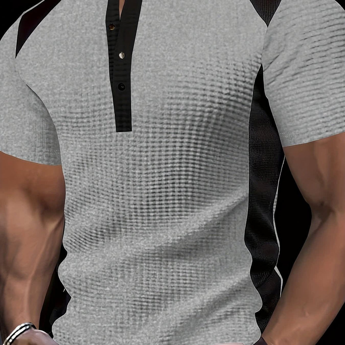 Bramwell Waffle Texture Contrast Henley_14
