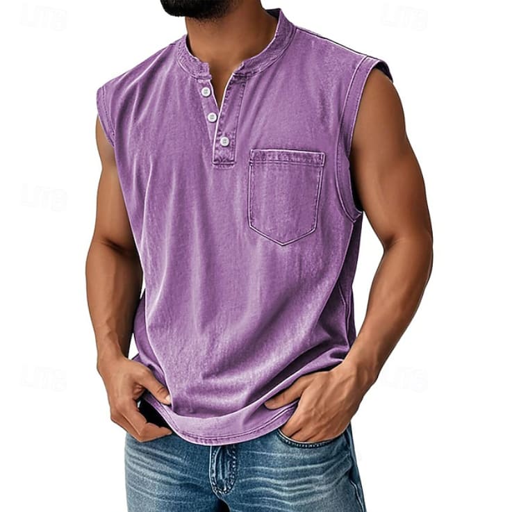 Michael Sleeveless Henley Tank Top_10