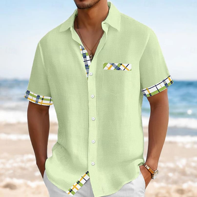 Monroe Plaid Trim Short Sleeve Shirt_4