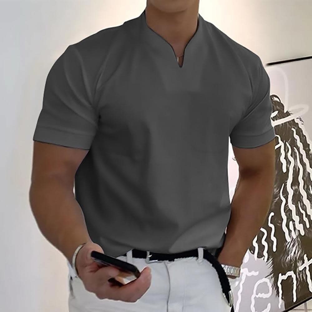 Grant Split Neck Stand Collar Polo_13
