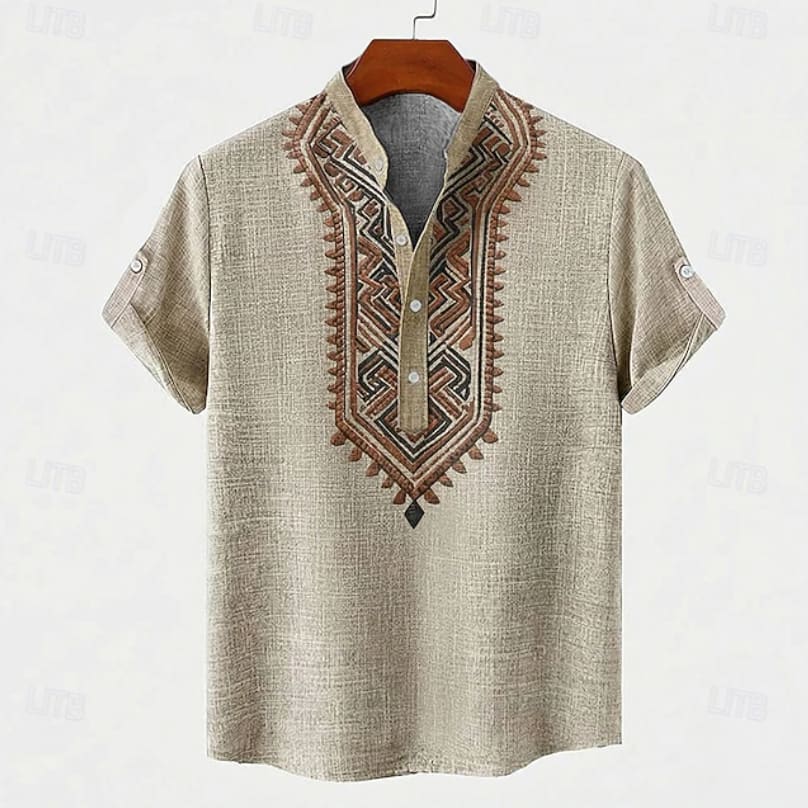 Lamar Embroidered Band Collar Shirt_5