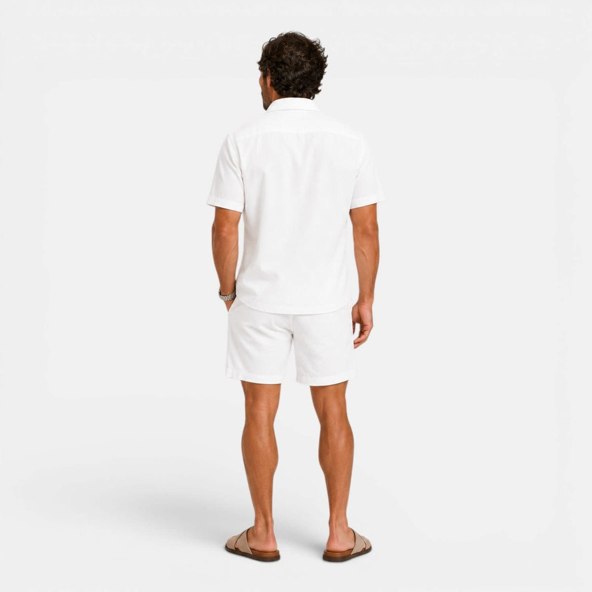 Beaumont Linen Blend Shirt and Shorts Set_16