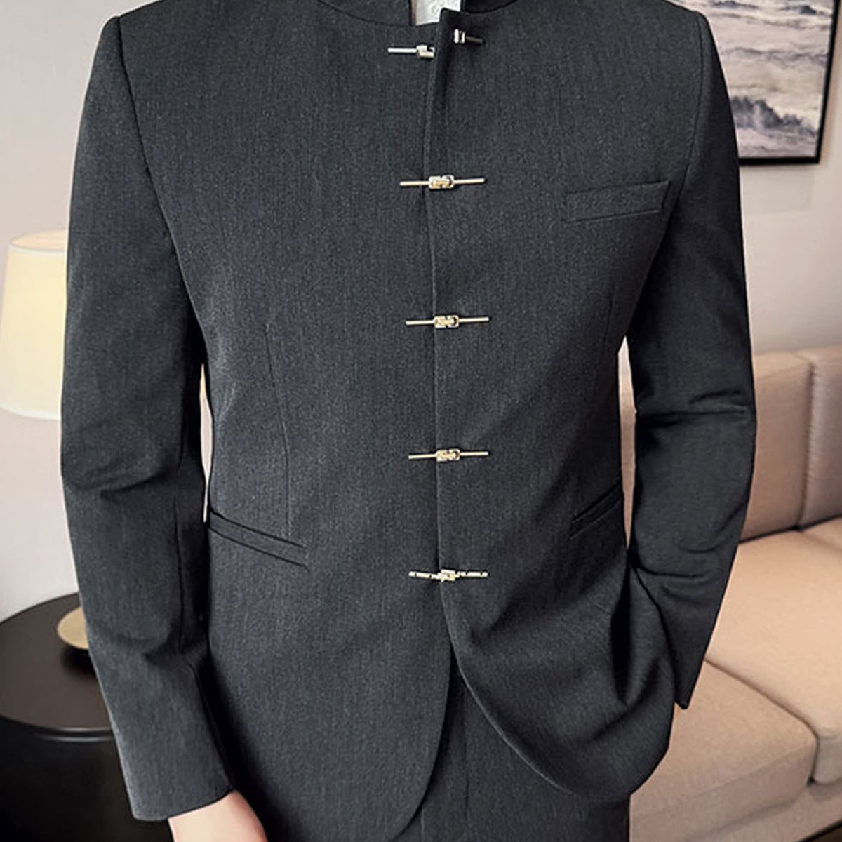 Milton Stand Collar Slim Fit Suit Jacket_12