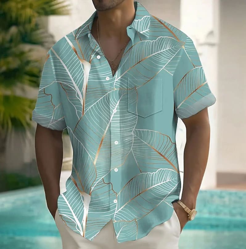 Guy Leaf Print Short Sleeve Shirt_5