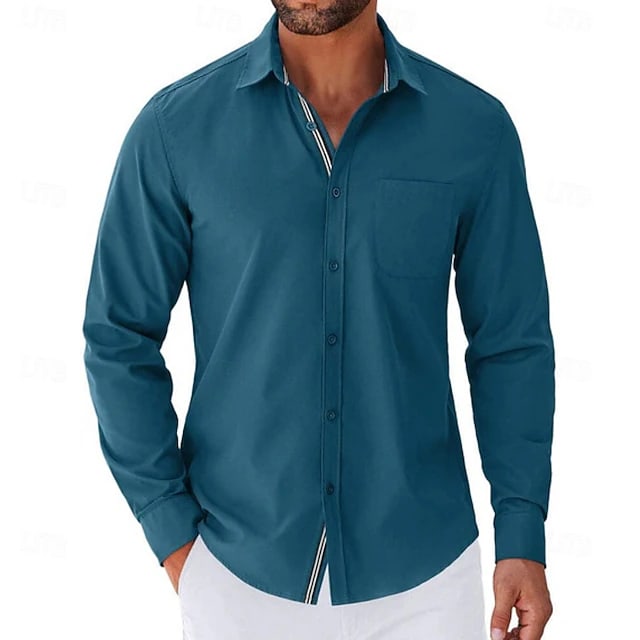 Alfred Striped Placket Long Sleeve Shirt_6