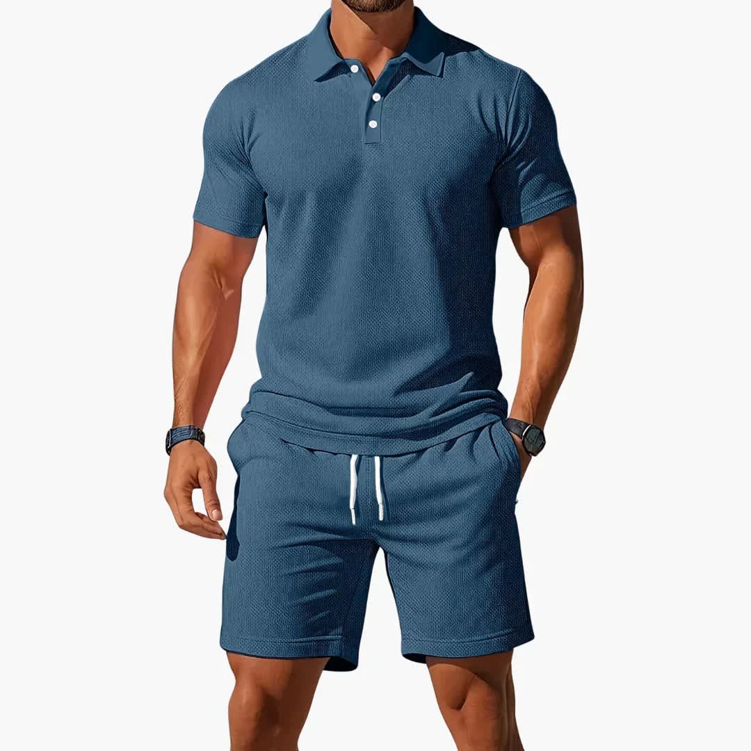 Axel Waffle Texture Polo and Shorts Set_7