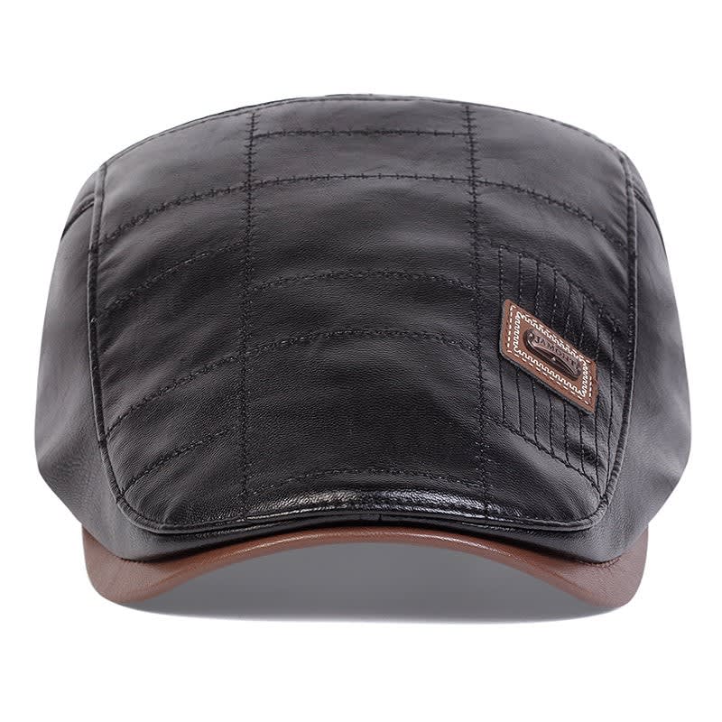 Raphael Quilted Faux Leather Flat Cap_7