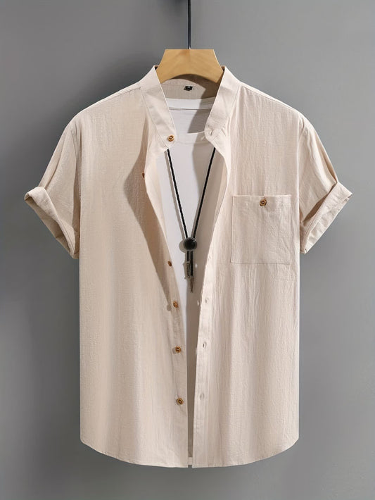 Killian Textured Short Sleeve Button Up Shirt_1