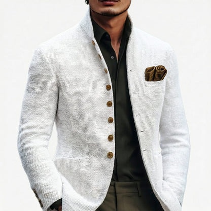 Declan Textured Weave Stand Collar Blazer_2