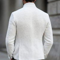 Declan Textured Weave Stand Collar Blazer