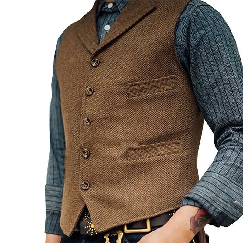 Finbar Five Button Herringbone Waistcoat