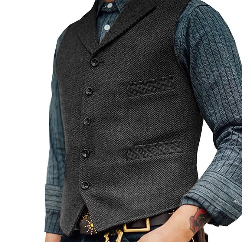 Finbar Five Button Herringbone Waistcoat