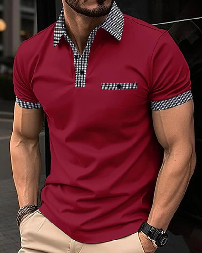 Chase Checked Collar Short Sleeve Polo