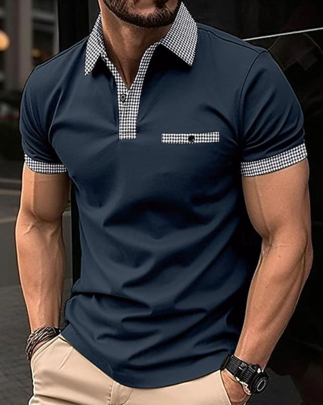 Chase Checked Collar Short Sleeve Polo