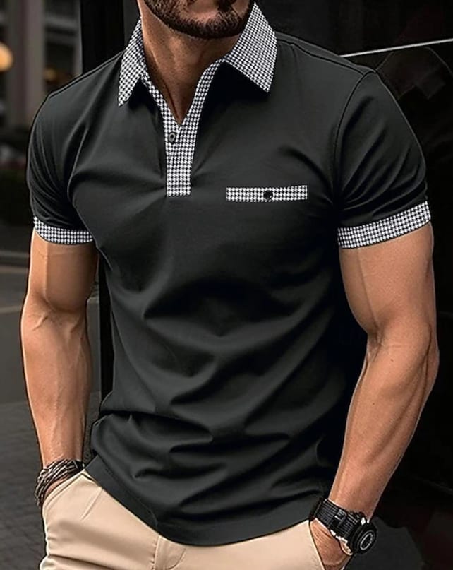 Chase Checked Collar Short Sleeve Polo