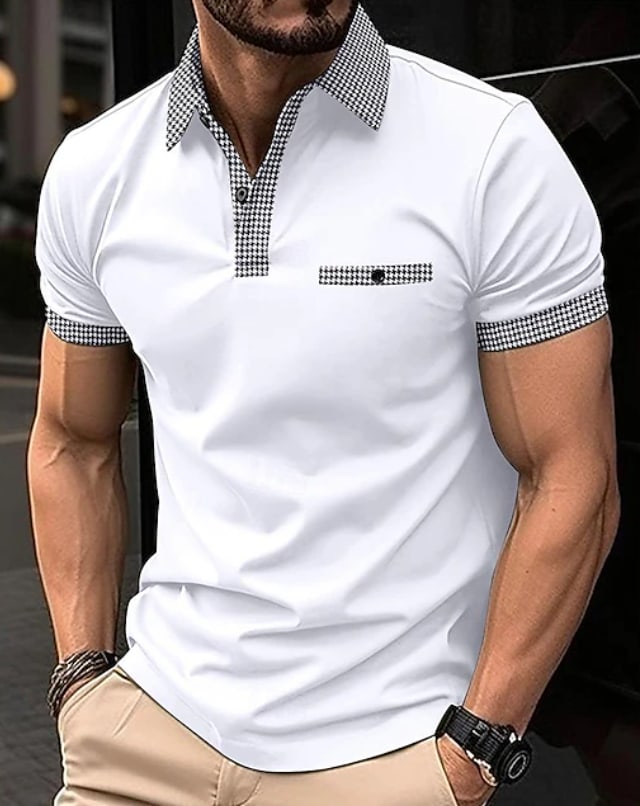 Chase Checked Collar Short Sleeve Polo