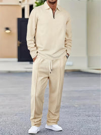 Solomon Waffle Texture Zip Polo and Trouser Set