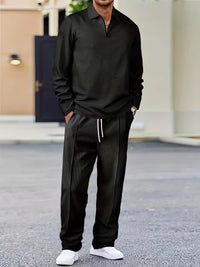 Solomon Waffle Texture Zip Polo and Trouser Set