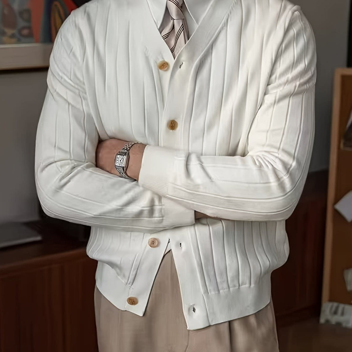 Edric Wide Rib Button Up Cardigan