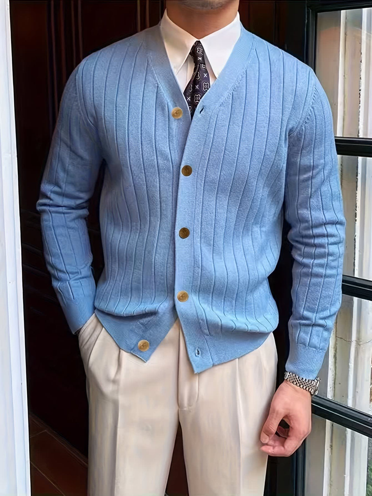 Edric Wide Rib Button Up Cardigan