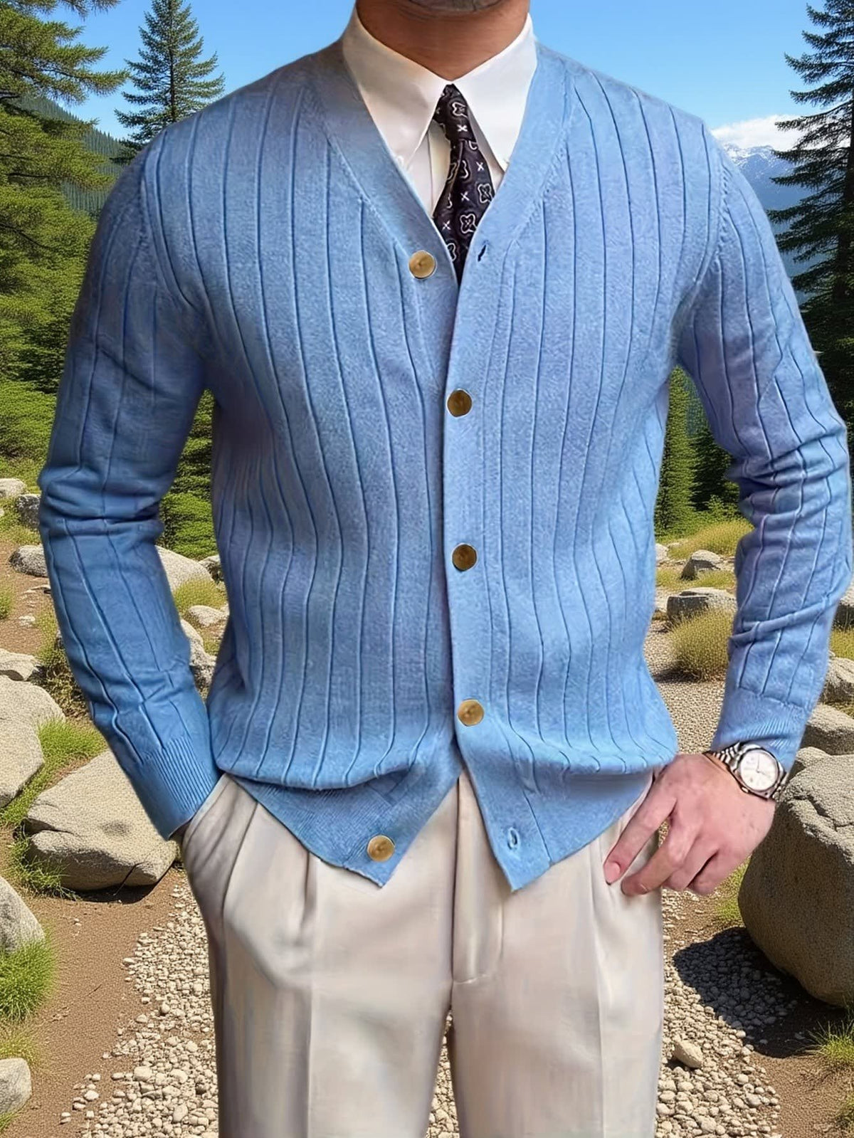 Edric Wide Rib Button Up Cardigan