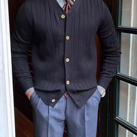 Edric Wide Rib Button Up Cardigan