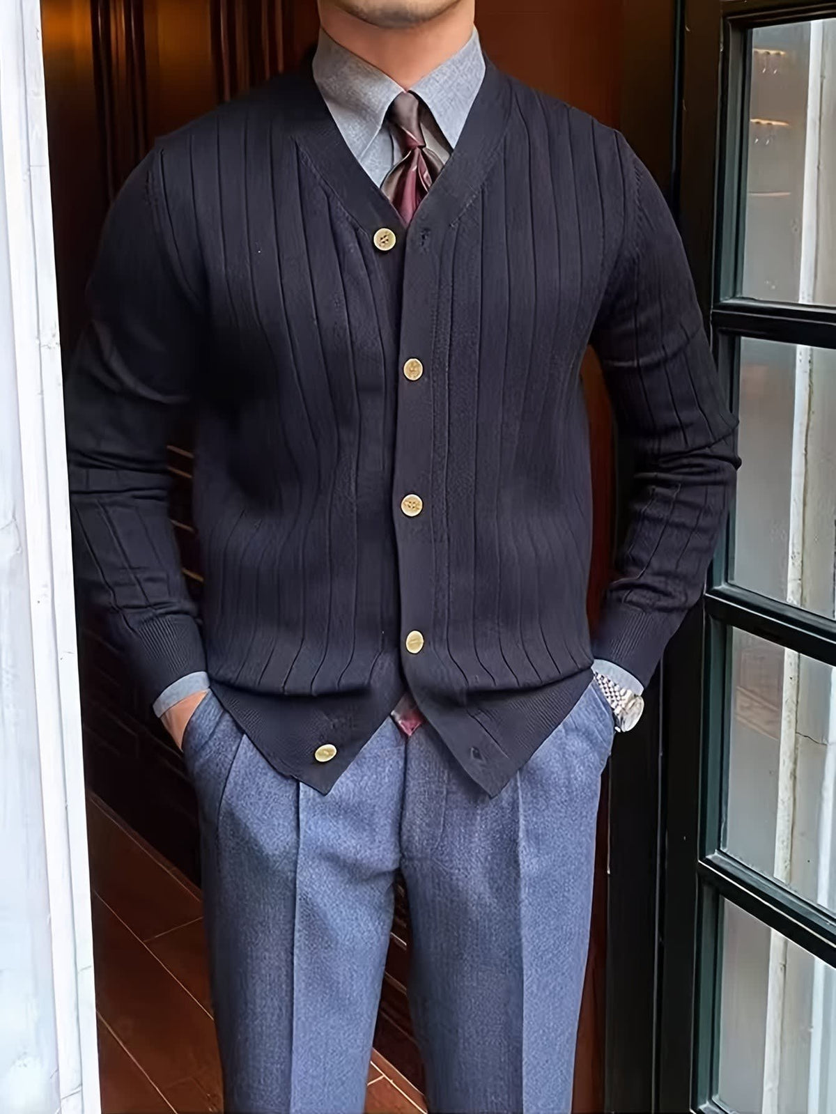 Edric Wide Rib Button Up Cardigan