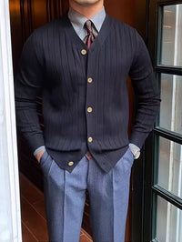 Edric Wide Rib Button Up Cardigan