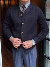 Edric Wide Rib Button Up Cardigan