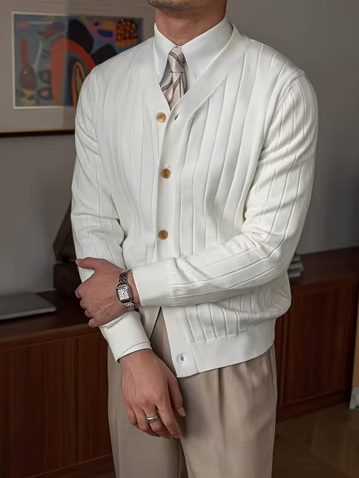 Edric Wide Rib Button Up Cardigan