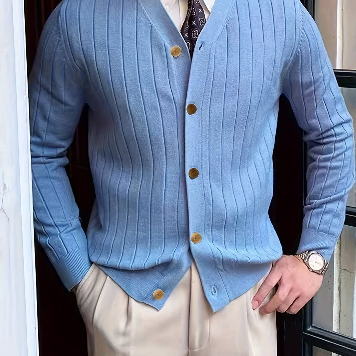 Edric Wide Rib Button Up Cardigan