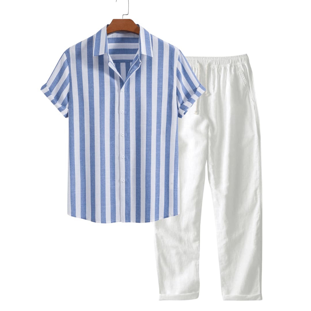 Creighton Striped Linen Blend Two Piece Set
