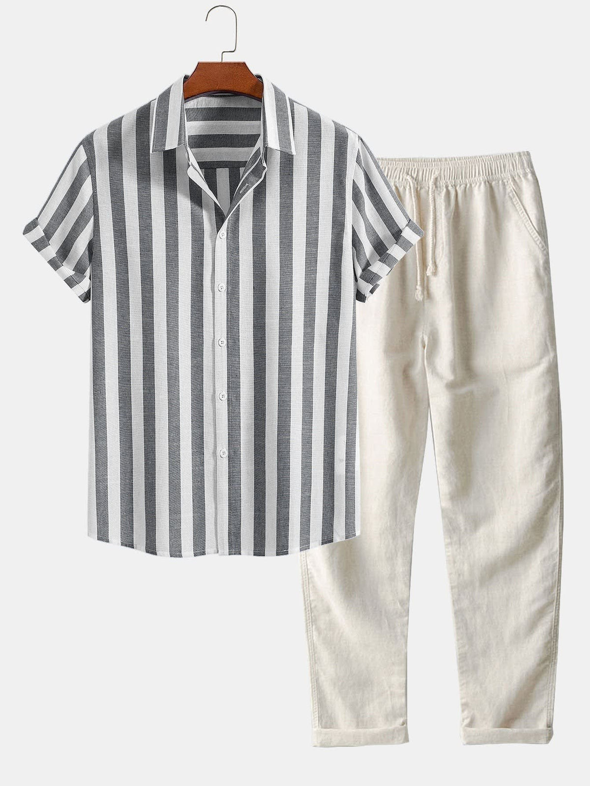 Creighton Striped Linen Blend Two Piece Set