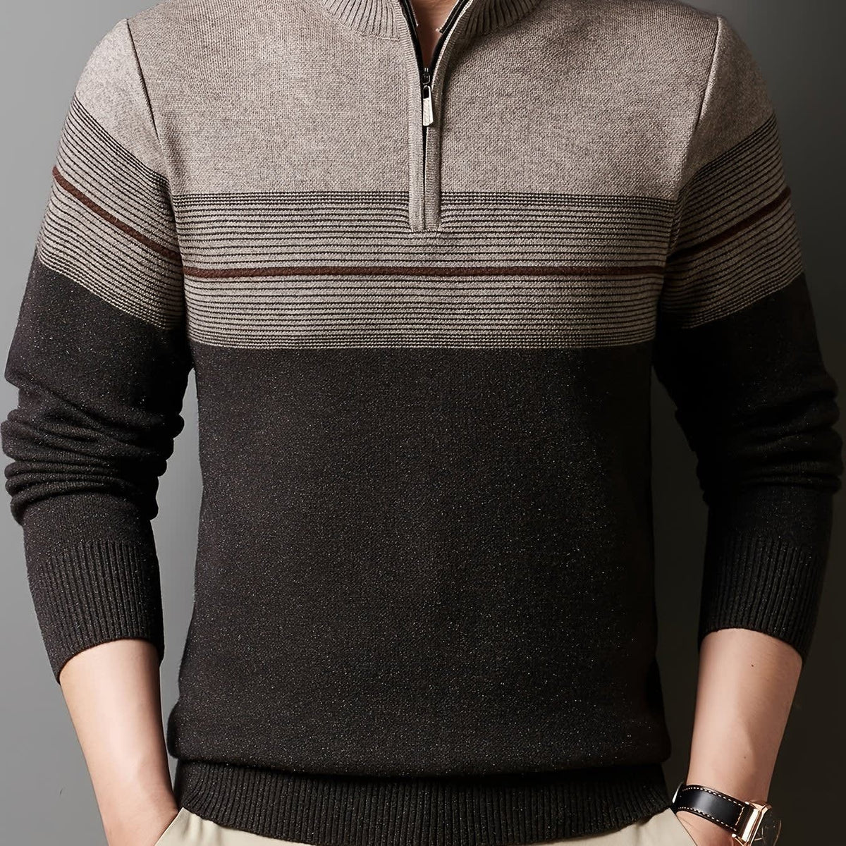 Eaton Color Block Half Zip Sweater