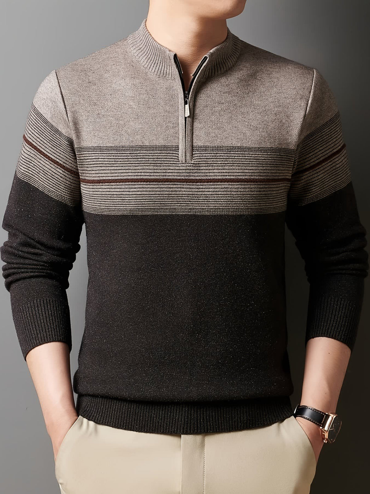 Eaton Color Block Half Zip Sweater