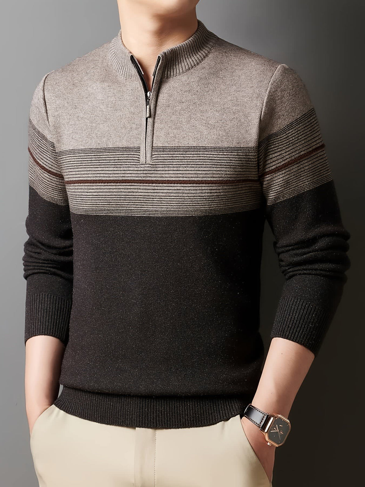 Eaton Color Block Half Zip Sweater