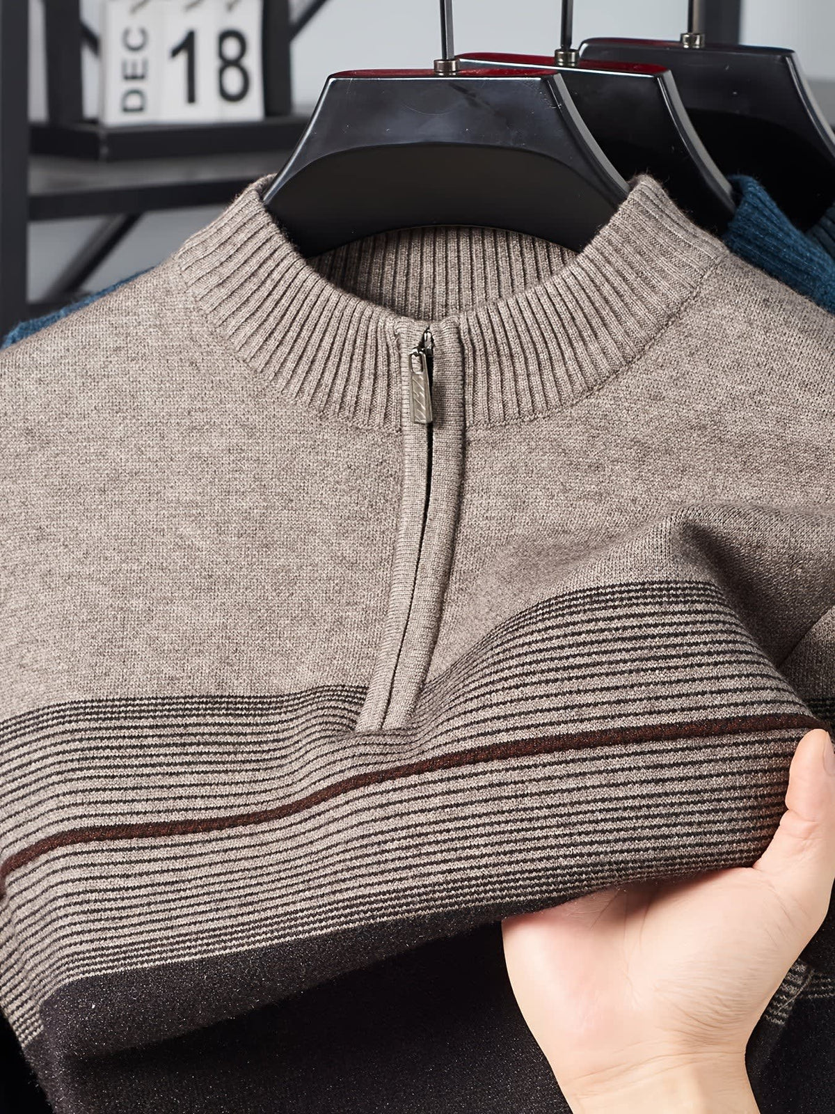 Eaton Color Block Half Zip Sweater