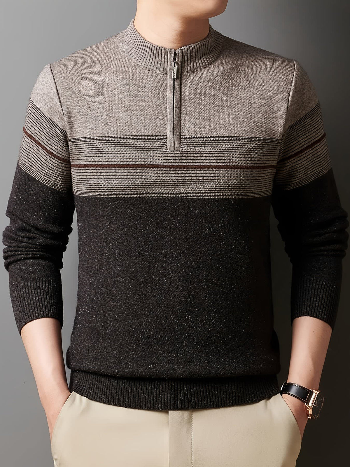 Eaton Color Block Half Zip Sweater