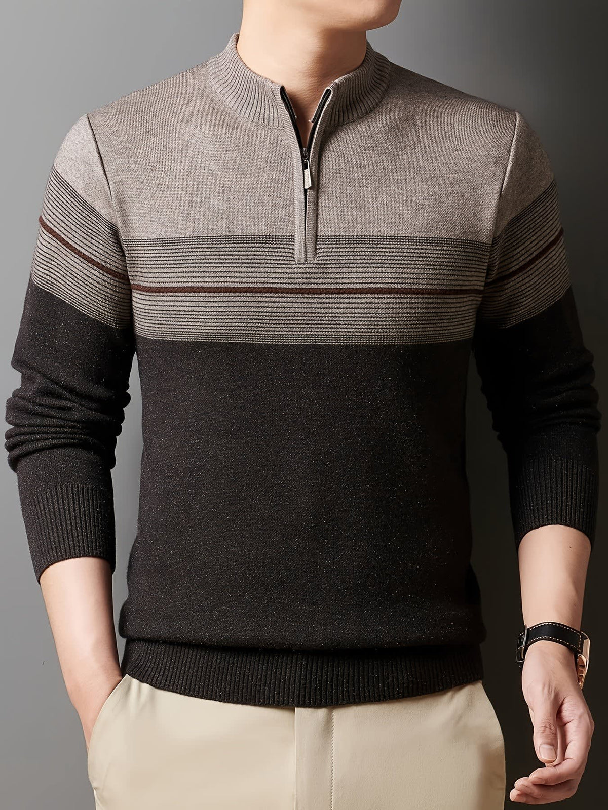 Eaton Color Block Half Zip Sweater