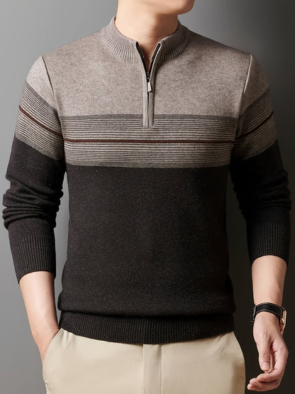 Eaton Color Block Half Zip Sweater_16