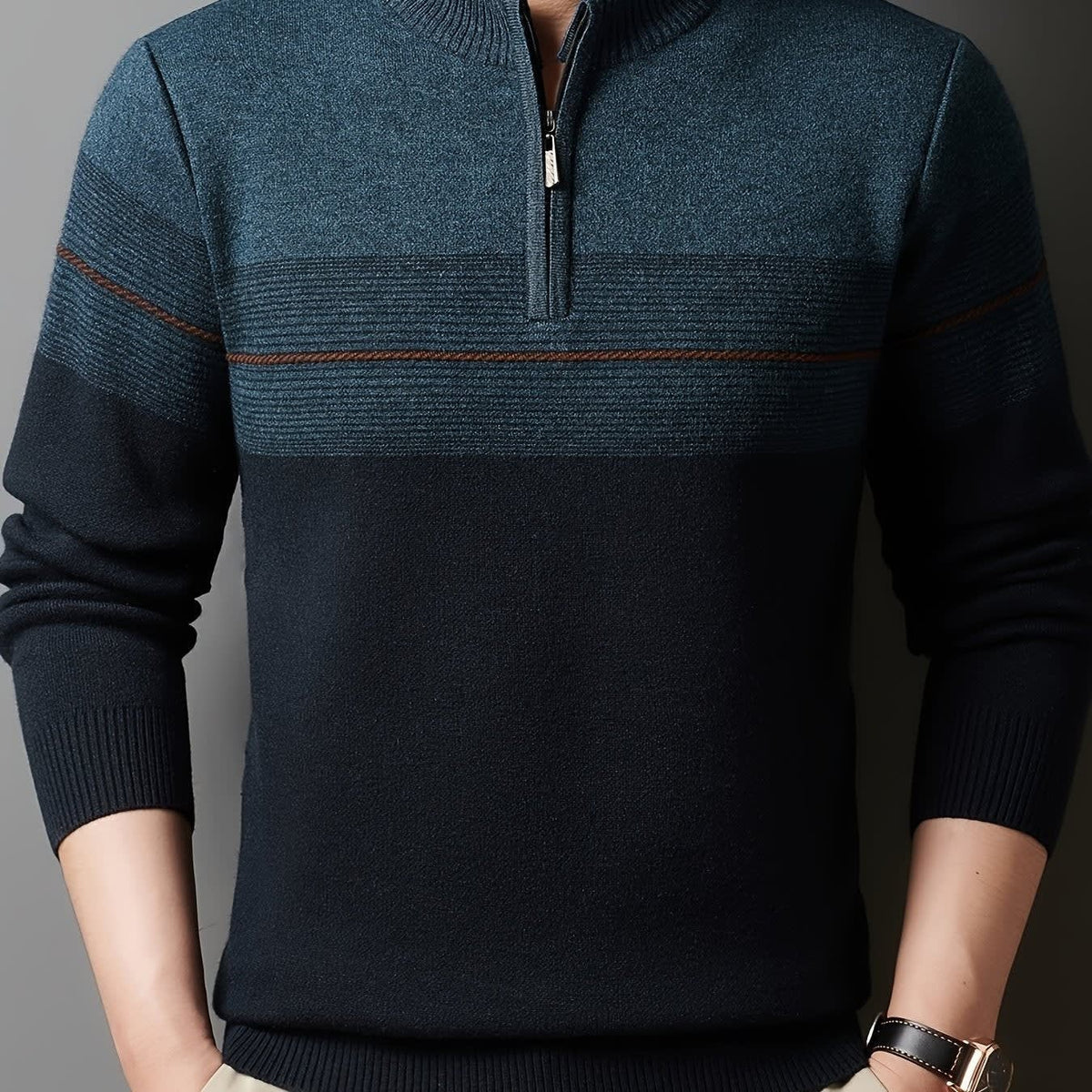 Eaton Color Block Half Zip Sweater