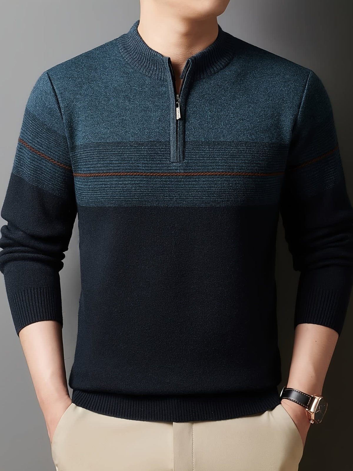 Eaton Color Block Half Zip Sweater