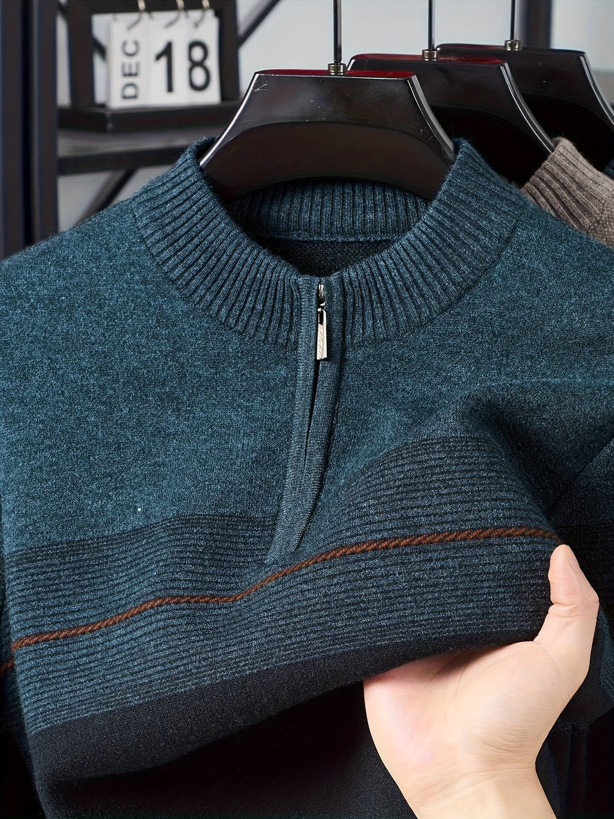 Eaton Color Block Half Zip Sweater