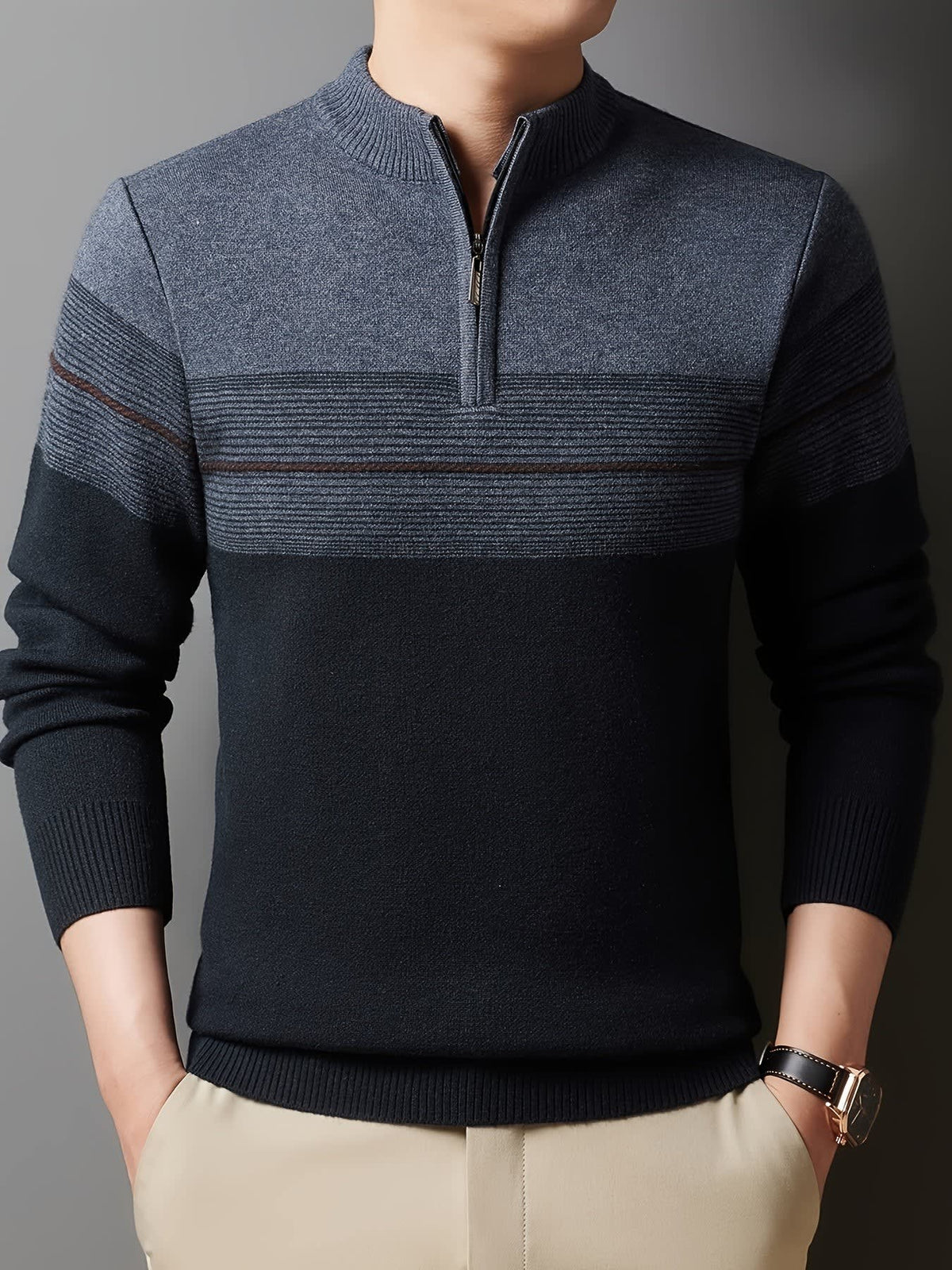 Eaton Color Block Half Zip Sweater