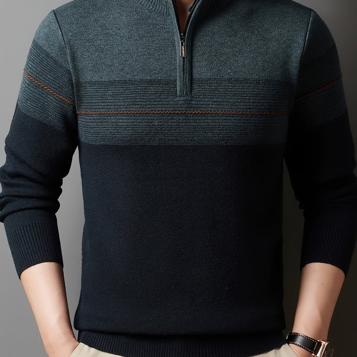 Eaton Color Block Half Zip Sweater