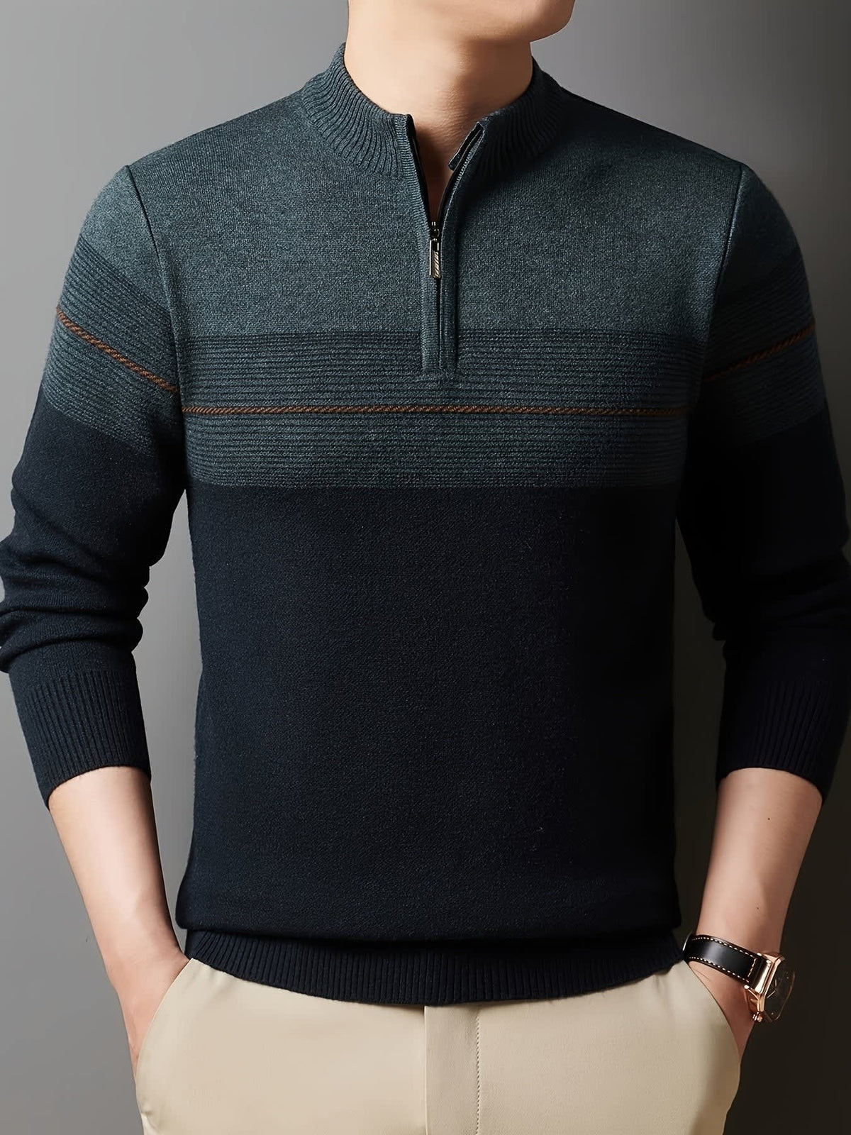 Eaton Color Block Half Zip Sweater