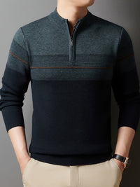 Eaton Color Block Half Zip Sweater